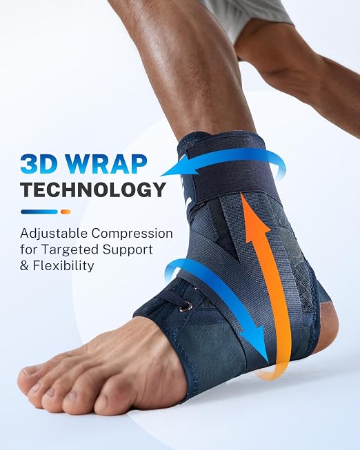 Ankle Brace for Men Women with Removable Side Splints Figure 8 Strap | Quick Lace Up Design , Sprain & Swelling Recovery Support , Achilles Tendon Relief , Basketball Volleyball Running Stability