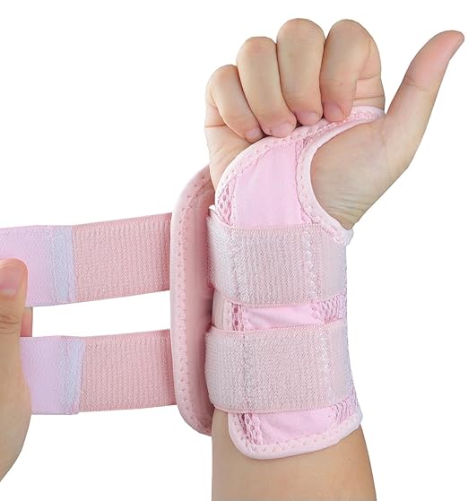 Carpal Tunnel Wrist Brace, Adjustable Wrist Support Brace, Night Wrist Sleep Supports Splints Arm Stabilizer (Right Hand, L/XL, Pink)