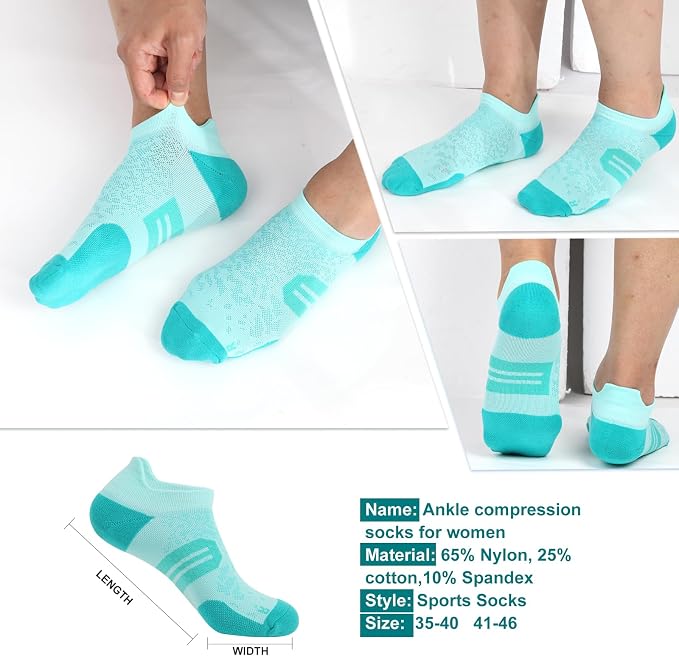 BUDERMMY Womens Ankle Compression Socks with Arch Support Athletic Low cut Running Socks for Women Workout Cushion 5 Pairs