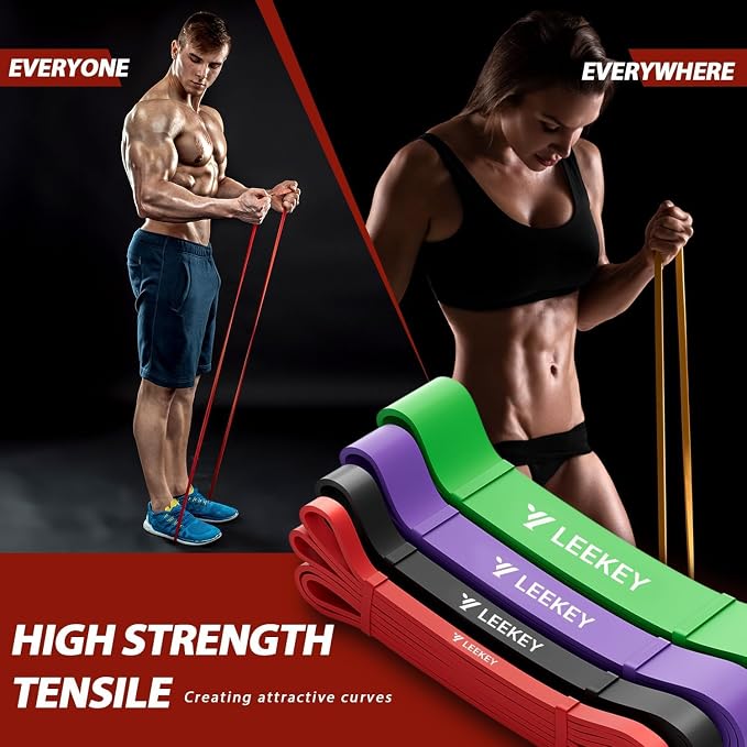 LEEKEY Pull Up Assistance Bands,Muit Levels Resistance Bands for Senior/Adults,Exercise Bands with Door Anchor, Strength Bands for Fitness Training, Physical Therapy,Home Gym Workouts