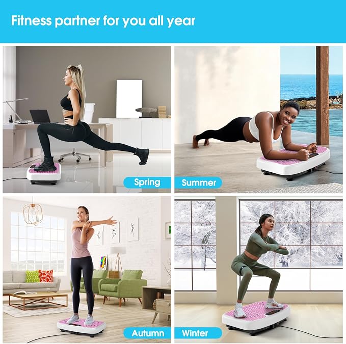 SoftGym Vibration Plate Exercise Machine for Lymphatic Drainage & Fitness | Quiet Heavy Duty 450lbs Capacity Platform, 120 Speeds Shake Machine with Resistance Bands for Home Muscle Activation