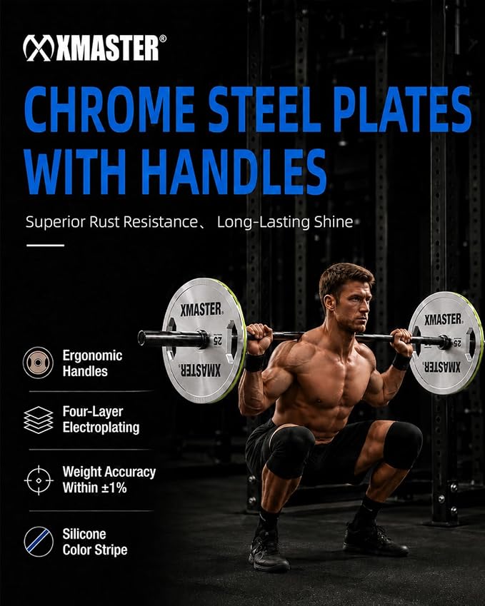 XMASTER FITNESS Hand Grip Chrome Steel Plates