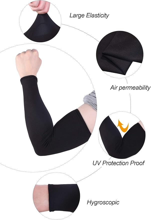 Mudder 8 Pairs UV Sun Protection Cooling Arm Sleeves for Men Women Youth Silk Compression Arm Cover Breathable Outdoors Sport