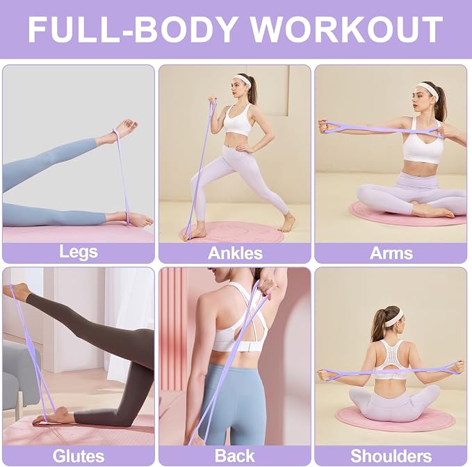Figure 8 Resistance Band: Resistance Bands with Handles for Working Out - 8 Shaped Resistance Bands for Women - Exercise Bands for Arms - Fullbody Yoga Pulling Rope