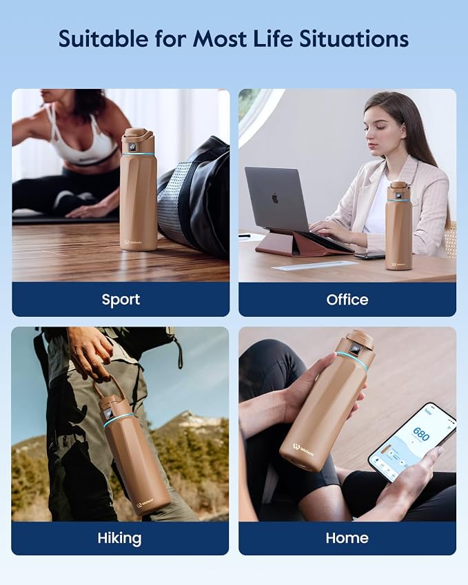 WaterH BOOST Smart Water Bottle Tracker with Reminder to Drink Water, 32oz | Double Wall Vacuum Insulated Stainless Steel, BPA-Free, Leakproof, Smart App Tracking, Travel-Friendly Wide Mouth for Office