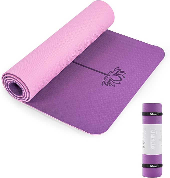 UMINEUX Yoga Mat Extra Thick 1/3'' & 2/5" Non Slip Yoga Mats for Women Eco Friendly TPE Fitness Exercise Mat with Carrying Sling & Storage Bag