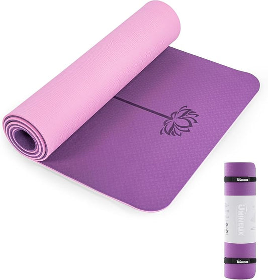 UMINEUX Yoga Mat Extra Thick 1/3'' & 2/5" Non Slip Yoga Mats for Women Eco Friendly TPE Fitness Exercise Mat with Carrying Sling & Storage Bag