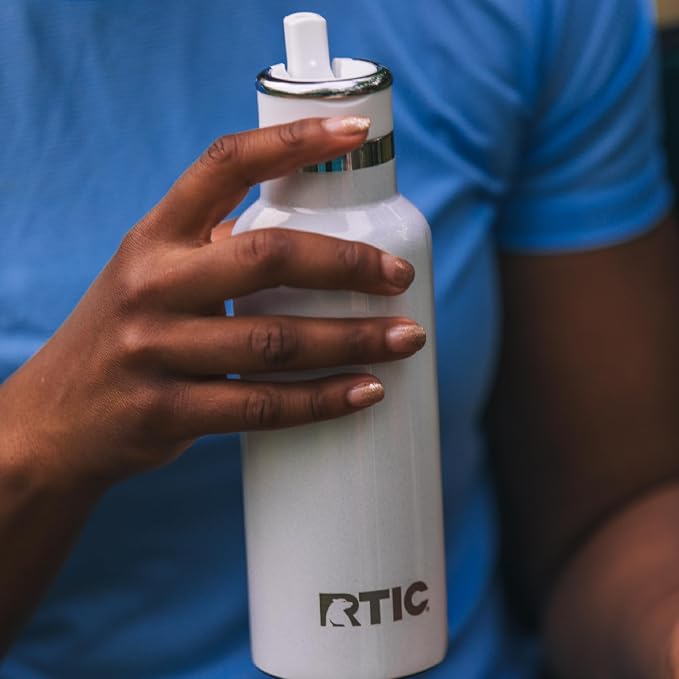 RTIC 20oz Journey Water Bottle Ceramic Lined Metal Stainless Steel Vacuum Insulated, BPA Free, Reusable, for Water, Hot and Cold Drinks, Travel, Sports, Camping, Sunlight Gingham