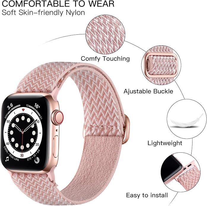 Lerobo Stretchy Nylon Solo Loop Band, Compatible with Apple Watch Series 11 10 9 8 7 6 5 4 3 SE3/2/1 Ultra3/2/1, Adjustable Strap for iwatch Band 44mm 45mm 46mm 49mm 42mm 40mm 41mm 38mm for Women Men