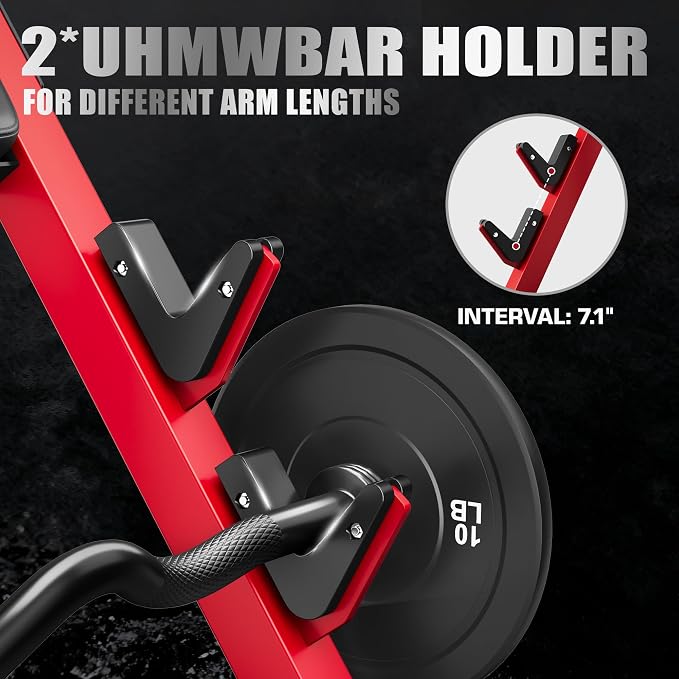 PC01 Preacher Curl Bench, Seated Arm Isolated Barbell Dumbbell Bicep Station, Adjustable Bicep Curl Machine with 2 Bar Holders for Home Gym