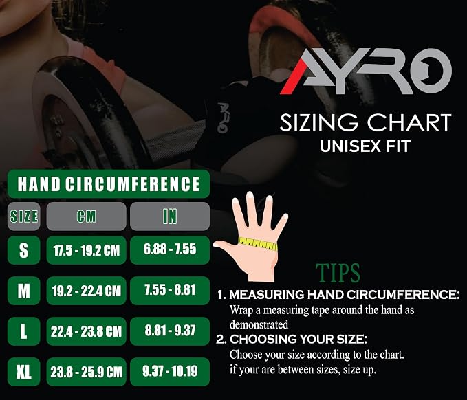 AYRO Breathable Weight Lifting Gloves, Gym Gloves for Men & Women with Extra Grip, Workout Glove for Men with Full Palm Protection, Removal with Durable Closure, for Weightlifting