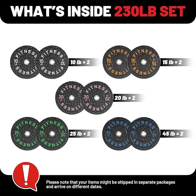 2" Bumper Plates Set Olympic Weight Plates for Barbell Strength Training | Papababe 2Inch Weights Plates Set, Floor Protective Plates, 20-600lbs Rubber Bumper Plates for Weightlifting, Bench Press