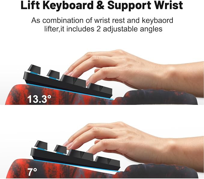 Keyboard Stand with Wrist Rest，Ergonomic Keyboard Riser Holder Lifter Tray | Cherry Blossom Full Moon，Computer Wrist Support Pad，Ergonomic Keyboard stand for desk，Soft Memory Foam Desk Cushion，Non-Slip