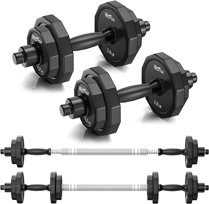 KISS GOLD Weights Dumbbells Set, Adjustable Dumbbell Sets 22Lbs 44Lbs 66Lbs 88Lbs with Solid Steel, Barbell Free Weight Set with Connector Workout Home Gym Equipment for Men Women Strength Training Shaping