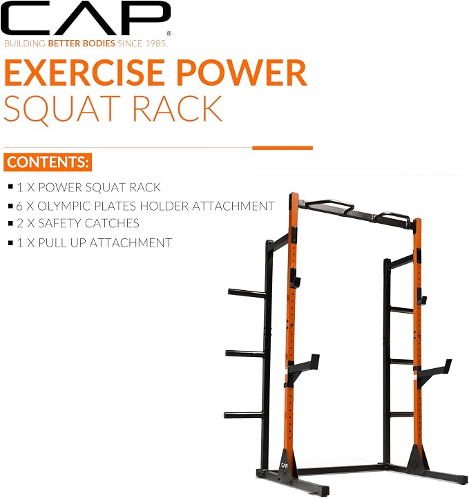 CAP Barbell Power Rack with Pull Up Bar & Attachments - Multiple Colors