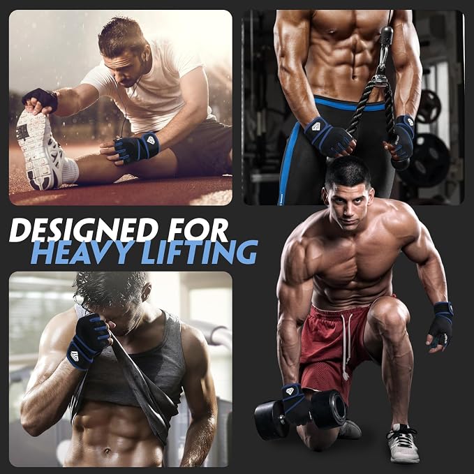 Workout Gloves Gym Gloves Weight Lifting Gloves for Men Women with Full Palm Pad,Strong Wrist Wraps Support,Enhanced Grip,for Fitness,Training,Weightlifting,Exercise