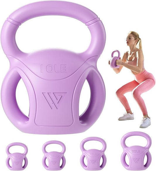 RUNWE 3 Handle Kettlebells Weight - Weight for Women Options 5, 10, 15 and 20 LB for Russian Twists AB Exercise, Weightlifting and Core Fitness Exercise Home Gym [Single in Sold]