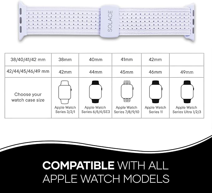 Solace Sport Adapt Bands - Apple Watch Bands, Breathable Nylon with Magnetic Clasp, Unisex Smart Watch Band, Apple Watch Strap