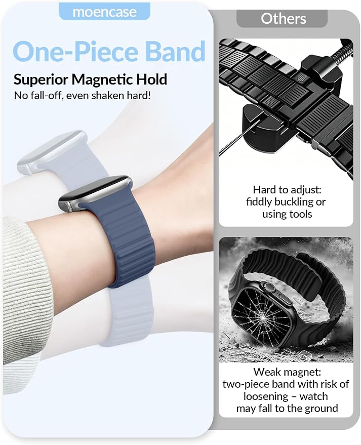Patented Magnetic Silicone Sport Band for Apple Watch Bands for Women Men | Soft Silicone Solo Loop 40mm 38mm 41mm 44mm 45mm 42mm 49mm, Sport Strap for iWatch Series 11 10 9 8 7 6 5 4 3 2 1 SE Ultra