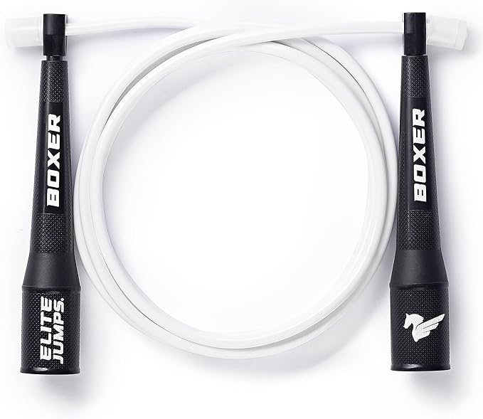 EliteSRS 10 Foot Outdoor Rated 5Mm Pvc, Boxer Jump Rope 3.0 with Smooth Action Polymer Handles and Ergonomic Slip-Resistant Dimpled Grips | Professional boxing rope. Smooth-action handles with slip-resistant grips. Fitness and cardio.