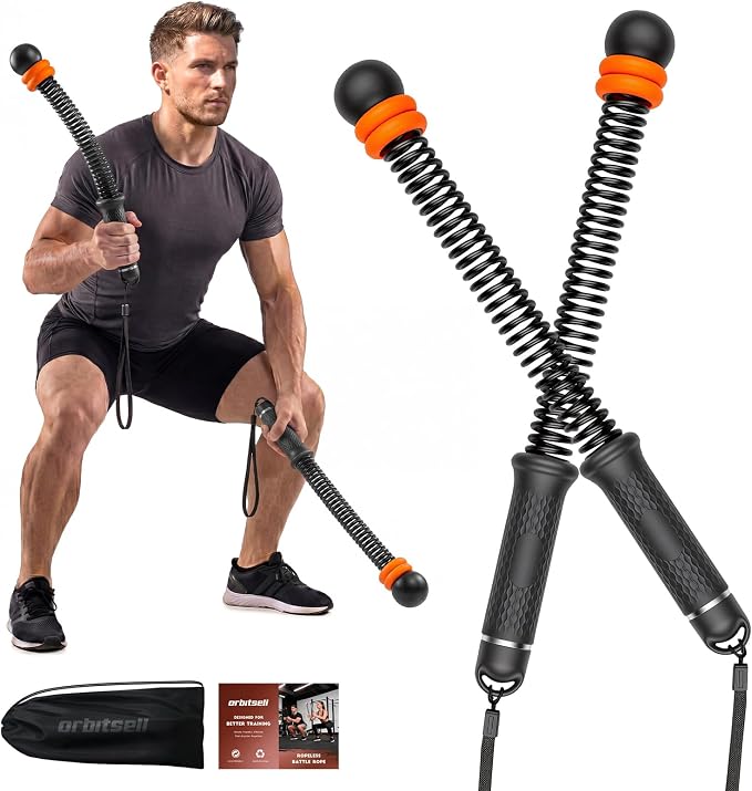 Weighted Ropeless Battle Ropes with Adjustable Resistance, Cordless Battle Rope for Home Gym & Apartment, Heavy Duty Portable Workout Equipment for Men & Women, High-Intensity HIIT & Cardio Training