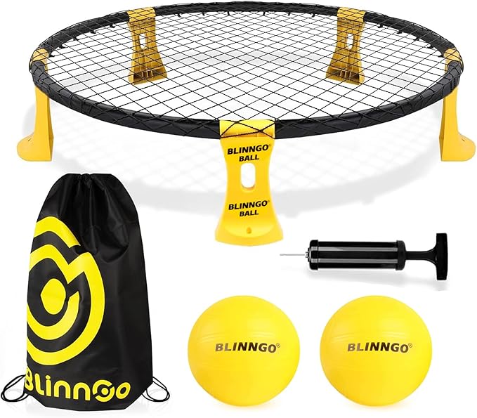 Roundnet Game Set with Balls and Patented Net, Lawn, Beach, Backyard Outdoor Game for Adults and Family