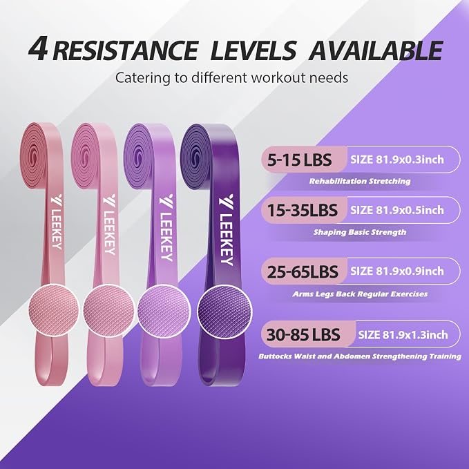 LEEKEY Pull Up Assistance Bands,Muit Levels Resistance Bands for Senior/Adults,Exercise Bands with Door Anchor, Strength Bands for Fitness Training, Physical Therapy,Home Gym Workouts