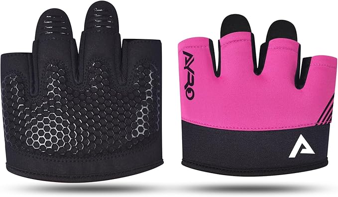 AYRO Workout Gloves for Men & Women, Minimal Short Partial Gym Gloves, Weight Lifting Gloves with Full Palm Protection, Extra Grip Pads & Hand Support for Training & Fitness