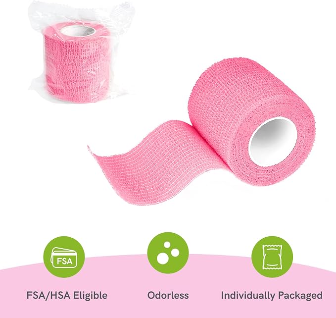 FriCARE Self Adhesive Bandage Wrap, Medical Tape in First Aid Kit | Elastic Cohesive Bandages for Sports/Vet/Wrist Ankle Wounds, 2 Inches X 5 Yards, Latex-free 6 Rolls, Fluorescent Color