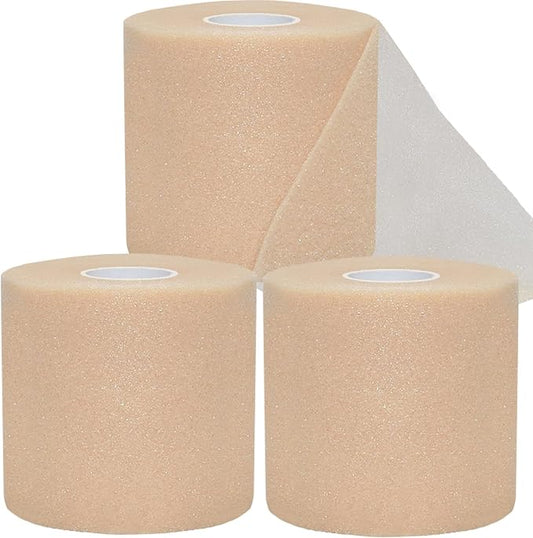 ADMITRY Pre Wrap Tape Athletic,3 Rolls X 22 Yards Beige Prewrap | Headbands for Hair,Foam Underwrap Sports Wrap