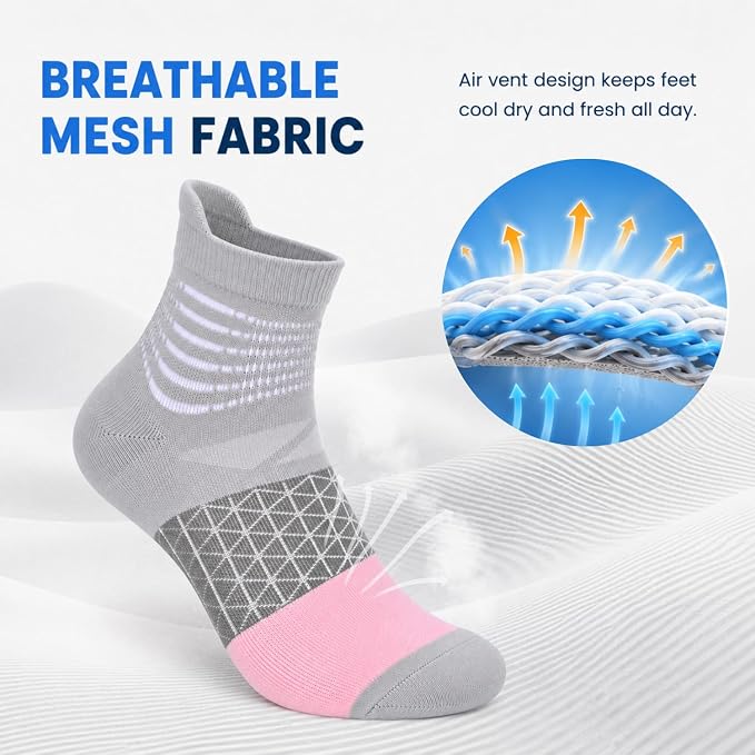 IRAMY Compression Ankle Support Socks Women Wicking Cushioned Athletic Plantar Fasciitis Relief 3/4/6 Pairs