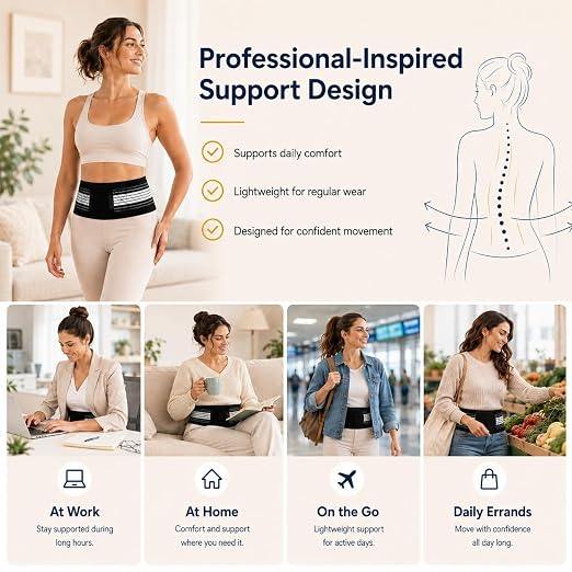 Lightweight Back Brace for Women and Men Lower Back Pain, Adjustable Lumbar Support Belt for Back Comfort, Sciatica, Hip and Spine