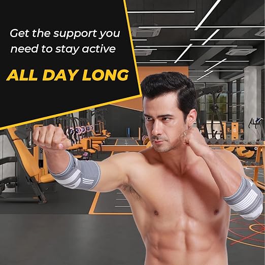 NeoTech Care Elbow Support Brace (Gray, Size L, 1 Pair)