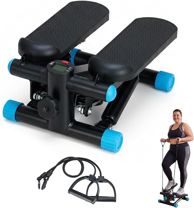 Stair Stepper with Resistance Bands for Home Exercise, Mini Stepper Machine for Indoor Fitness, Portable Home Gym Stepper for Full Body Workout, 300LBS Capacity