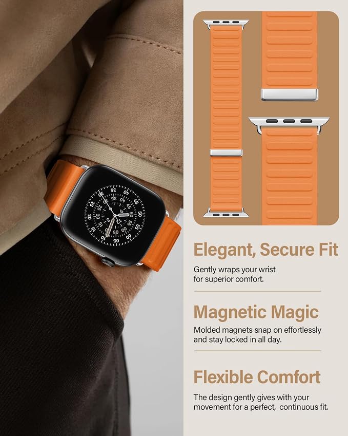 Magnetic Link Sport Band Compatible with Apple Watch Bands for Men Women | Patented Solo Loop Band 40mm 38mm 41mm 44mm 45mm 42mm 49mm, Sport Strap for iWatch Series 11 10 9 8 7 6 5 4 3 2 1 Ultra SE