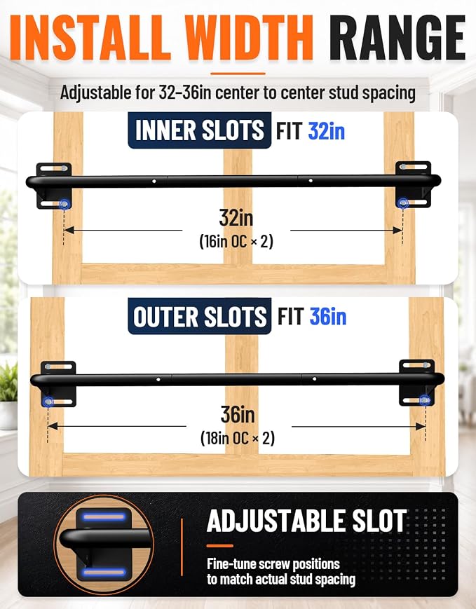 Fitarc Joist Mount Pull Up Bar, Wall Mount Pull Up Bar for Doorway | Home Gym Workout Equipment, Heavy Duty Steel Construction