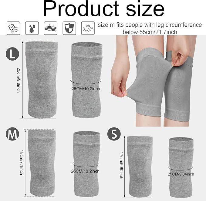 Geyoga 4 Pairs Knee Warmers for Women Men Breathable Leg Warmers Knee Brace Pad Leg Compression Sleeve for Cycling Running(White, Black, Nude Color, Gray,Medium)