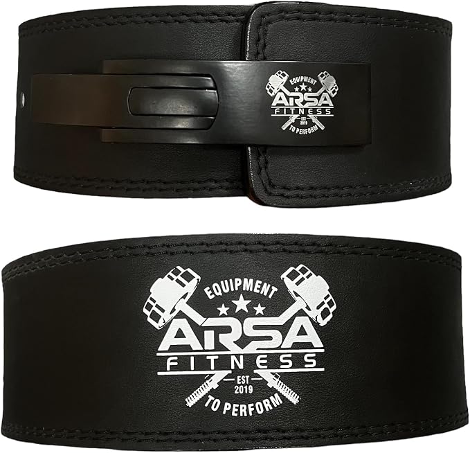 Arsa Fitness Weightlifting Adjustable Lever Belt for Men & Women Real Cow Hide Leather for Powerlifting Back Support Workout Deadlifts Squats 10MM Thickness 4" Width - Nighthawk