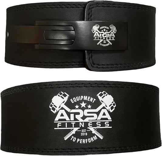 Arsa Fitness Weightlifting Adjustable Lever Belt for Men & Women Real Cow Hide Leather for Powerlifting Back Support Workout Deadlifts Squats 10MM Thickness 4" Width - Nighthawk