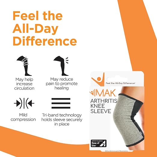 IMAK Brownmed Compression Arthritis Knee Sleeve - Knee Support Brace for Joint Pain, Circulation & Swelling Relief - X-Large