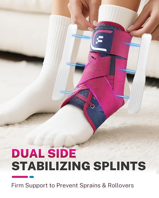 Ankle Brace for Women Men with Removable Side Splints Figure 8 Strap | Quick Lace-Up Adjustment, Sprain Recovery Support, Achilles Tendon Relief, Sports Stability for Basketball & Running