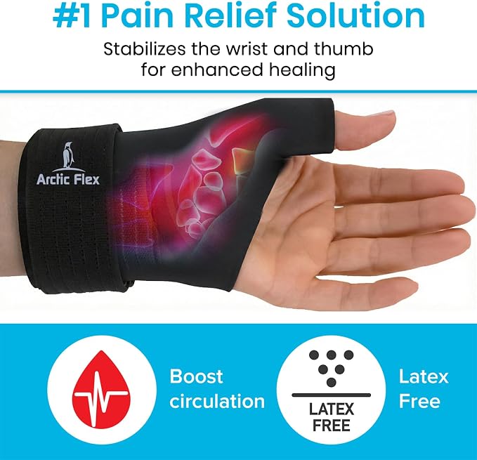 Arctic Flex Wrist & Thumb Ice Pack Wrap - Extra Strength Hot & Cold Therapy | Reusable Hand Freeze Sleeve - for Arthritis, Carpal Tunnel, Surgery, & Pain Relief (Fits Left & Right)