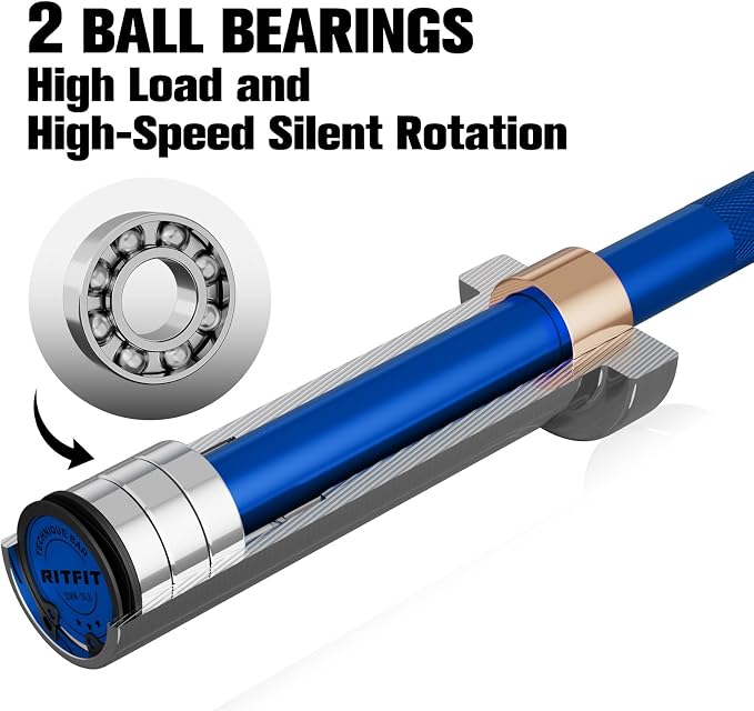 RitFit Barbell Weight Set - 4/6FT Olympic Barbell with Weight Plates (55-115LB Total) - Weightlifting Equipment for Squats, Curls, Deadlifts, Presses, Hip Thrusts