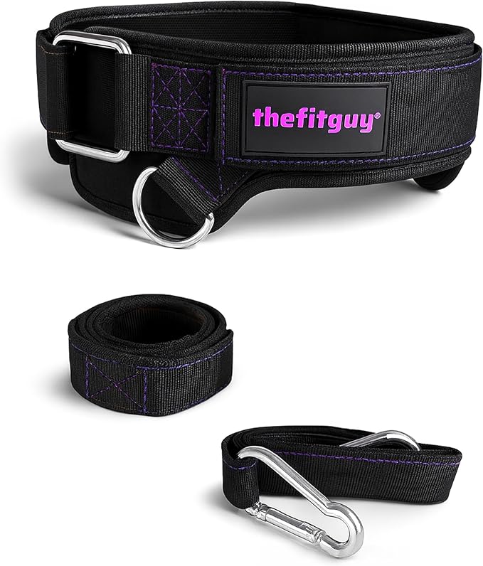 THEFITGUY Women’s Dip Belt for Weighted Dips, Pull-Ups & Belt Squats | Contoured no-pinch dip belt for women’s hips and smaller waists, with buckle closure, 2 straps, and metal hooks