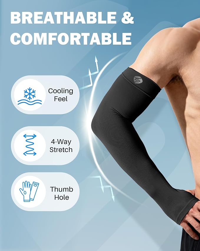 Arm Sleeves for Men Women UV Sun Protection Compression Arm Warmer Tattoo Cover Up, Sports Golf Cooling Sleeves