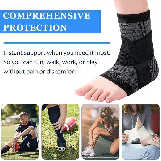 Youth Heel & Growth Plate Support Sleeve,Arch Support Socks,Ankle Brace with Ankle Support Strap, Sleeve Brace for Sprained Ankle (Medium)