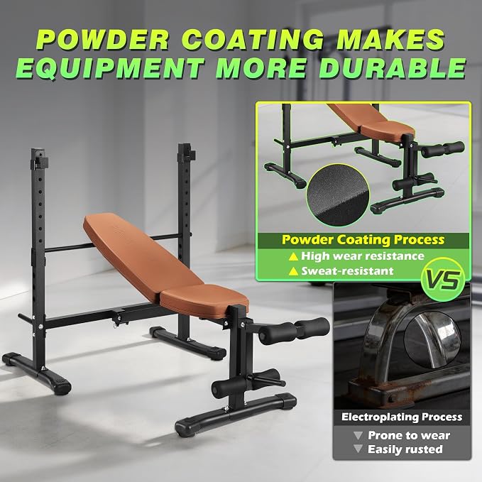 Adjustable FID Weight Bench for Home Gym | Bench press Set with 8-Level Barbell Rack, Flat/Incline/Decline Full Body weight benches for home gym