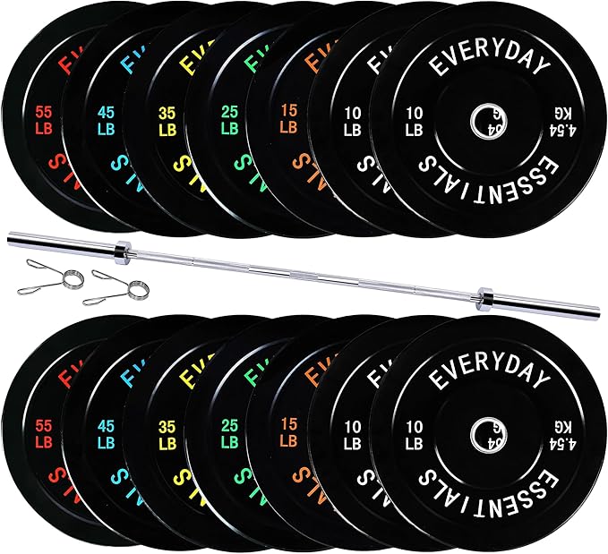 Fitvids 2-Inch Olympic Bumper Plates, Perfect Weight Plates for Weightlifting and Strength Training, Multiple Weights Available