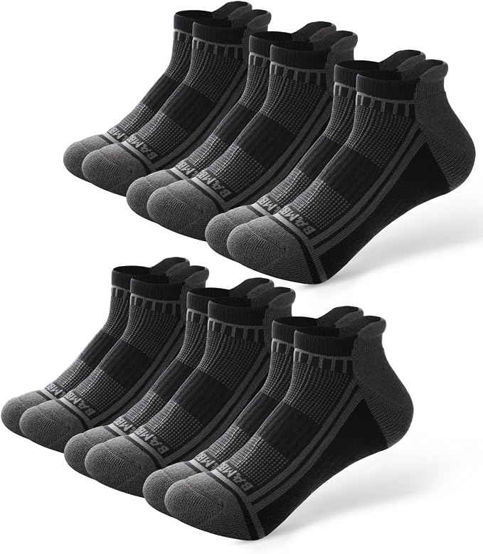 BAMBOO COOL Men's Ankle Socks Moisture Wicking Breathable Odor Control Athletic Cushioned Running Socks Arch Support 8 Pack