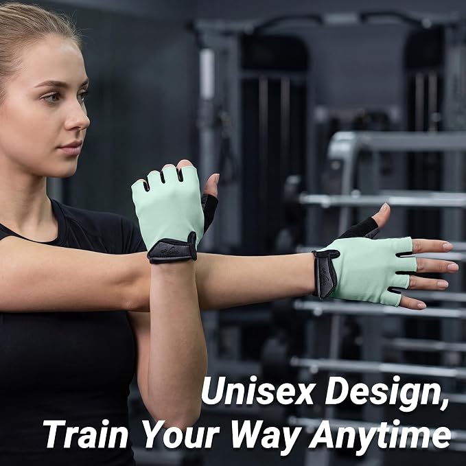 Workout Gloves for Women Men, Full Palm Silicone Grip, Padded Half Finger Gloves for Gym, Weight Lifting, Cycling